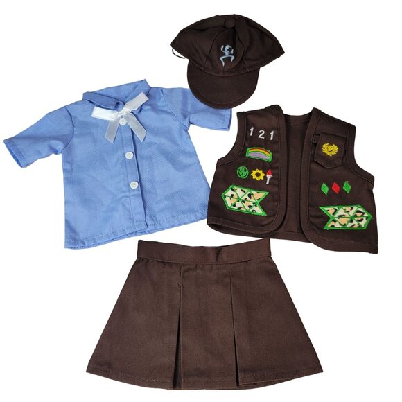 Girl Scouts Clothes for 18" Doll 4 PCS Skirt Top Hat Patch Vest Hook Loop OG AG - Picture 4 of 13